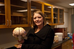 donna talarico holding brain model