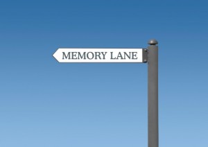memory lane street sign on blue sky background