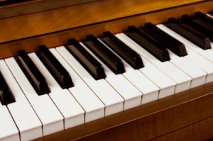 Piano keys on mahagony piano