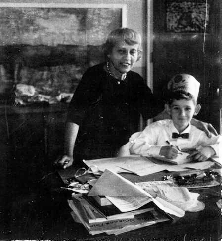 Young robert weinberger with his kindergarten teacher