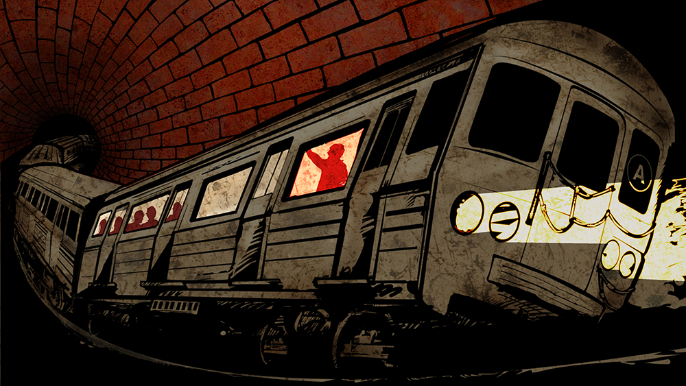 illustration, comic book like, of subway underground