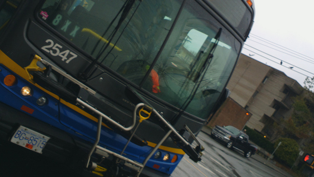 close-up of front of a bus