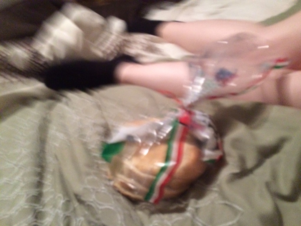 Bread in bed with feet