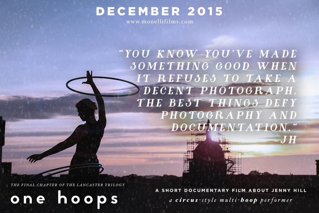 one hoops promo image jenny hooping with courthouse in back