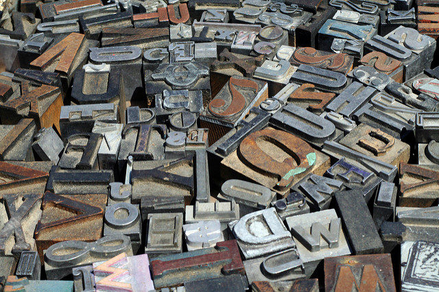 Pile of letter press letters