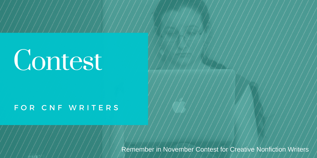 contest banner with woman typing on imac in back