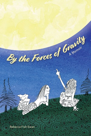 by the forces of gravity cover two teenage girls on grass, one pointing at bright moon