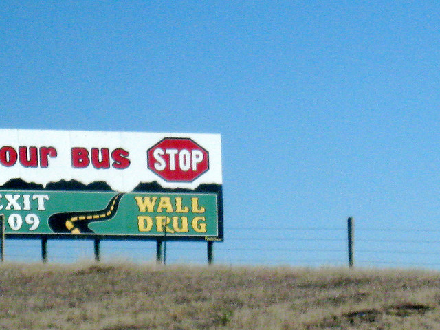 Billboard on highway in south dakota for wall drug