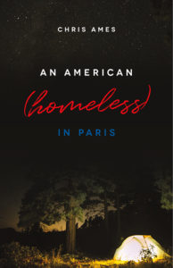 Cover american homeless in paris tent under a tree dark sky