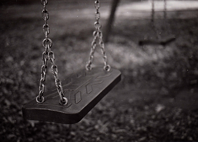 Swing close up in black and white