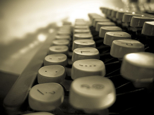 Close up of keys on a vintage 1964 typewriter round keys