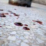 blood drops on linoleum floor