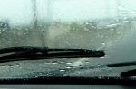 close up of windshield in heavy rain