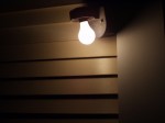porch light bulb on, otherwise dark