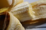 close-up of half-eaten banana