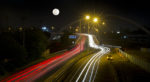 highway in dehli at nights - tailights glowing