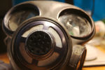 close up of gas mask