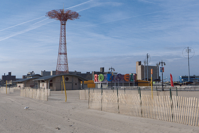 shot of coney island amusement park from distance