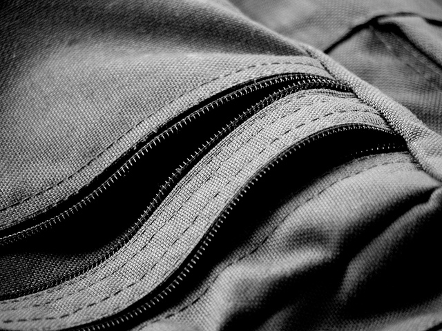 close-up of backpack zipper