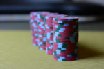 pile of red poker chops - four stacks