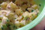 close up of potato salad in bowl