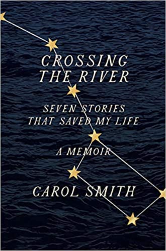 Picture of the big dipper with book title Crossing The River printed over