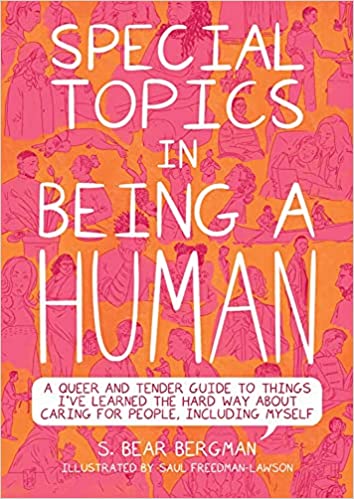Bright pink book cover with title in white lettering special topics in being a human