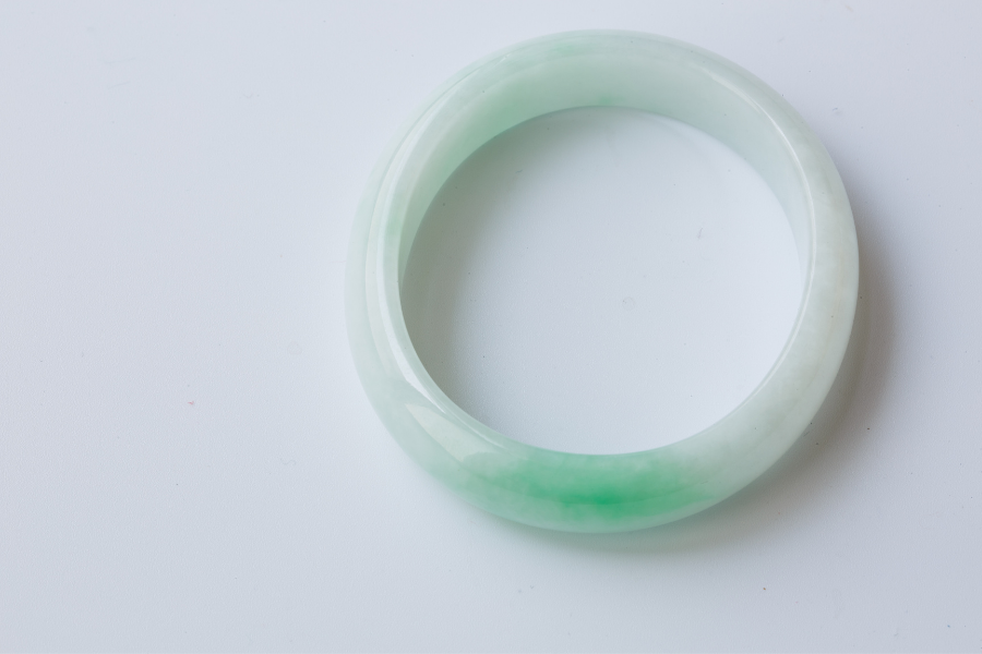 jade bracelet on white background
