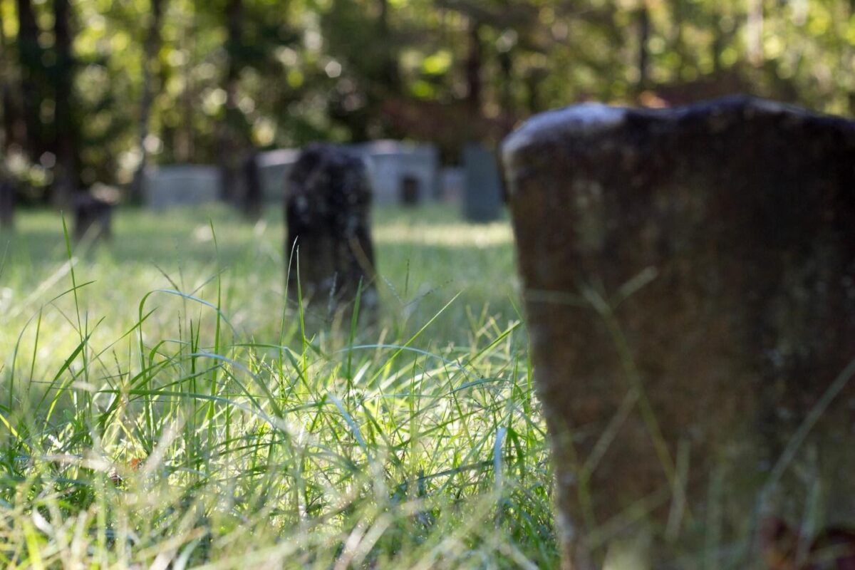 grassy old cemetery