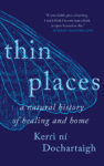 The title Thin Places is in pale blue over a line drawing of a leaf
