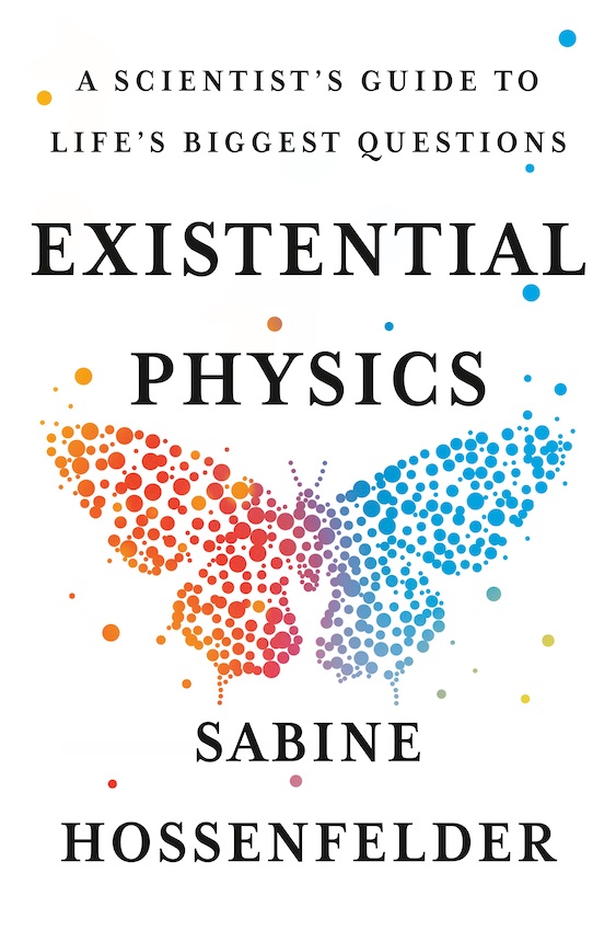 Book cover existential pics depicting a butterfly made by colored dots red on the left changing to blue on the right