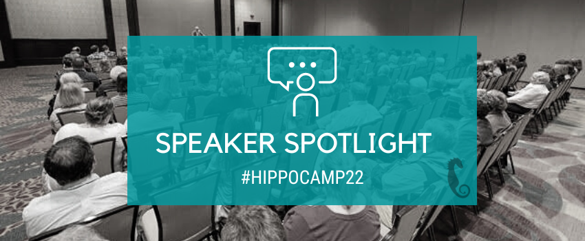 banner image with conference room in background and text that says speaker spotlight hippocamp22