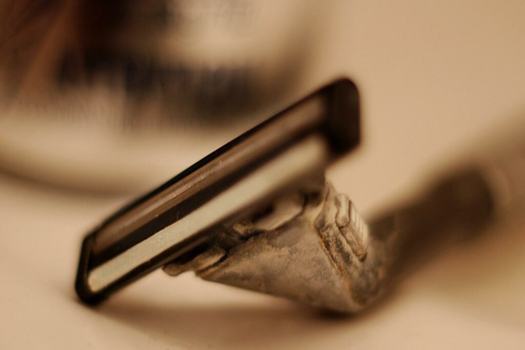 Close up of an old razor