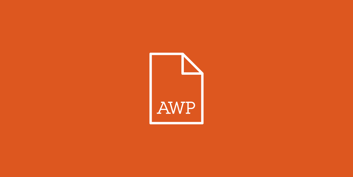 awp logo - icon of paper with a folded edge with AWP letters on it