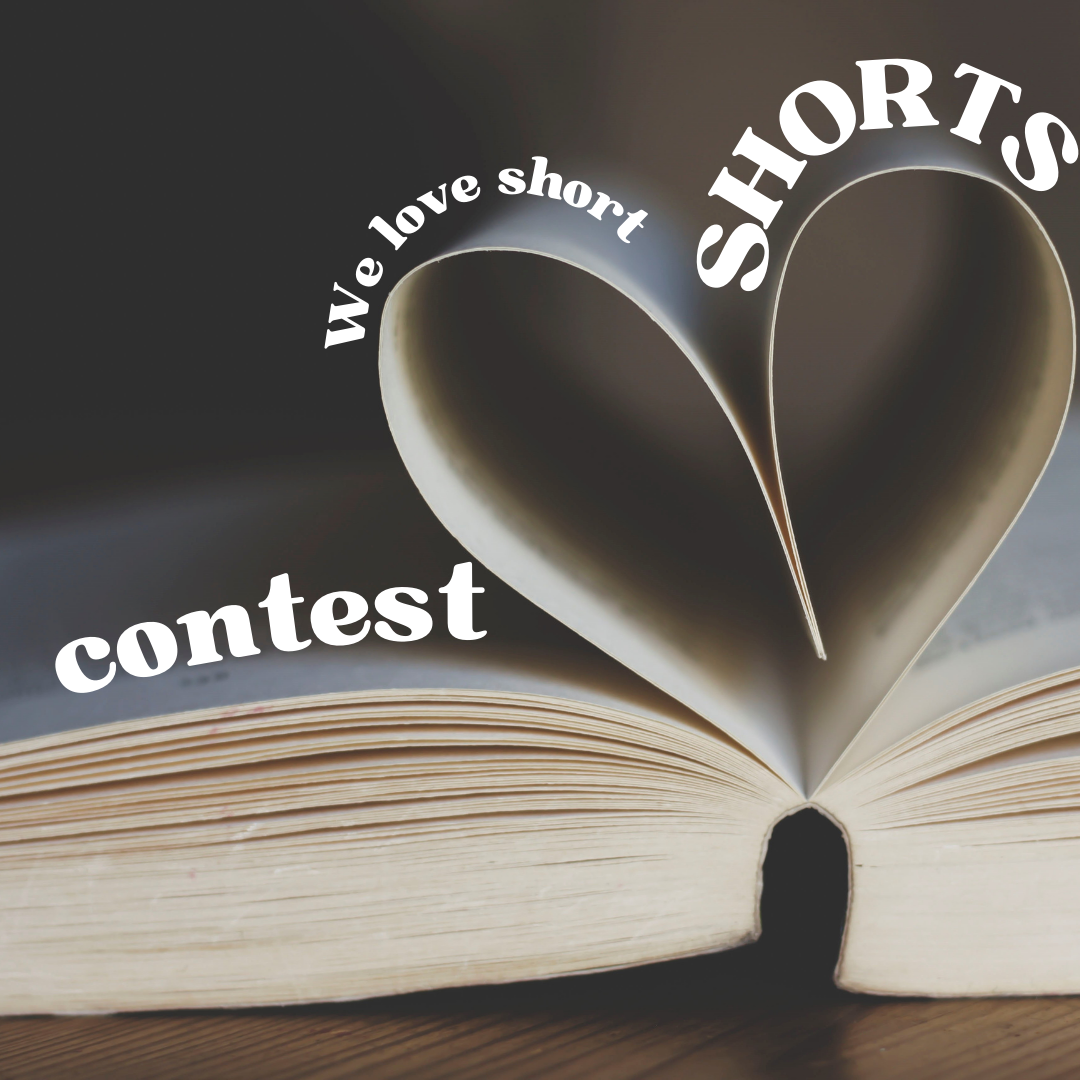 image of book with pages folded in, to make a heart. says "we love short shorts contest"