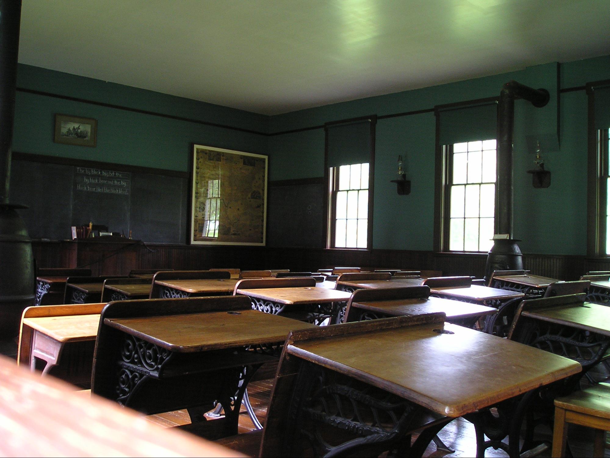empty classroom with dim lights