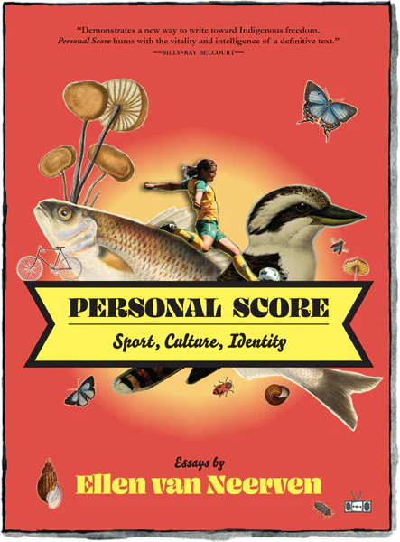 cover of personal score - fantastical image with soccer player riding a bird, with a fish facing the other way, butterflies and flowers